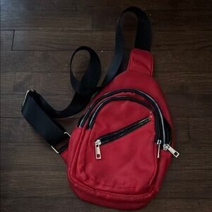 Red Crossbody Bag with Black Strap